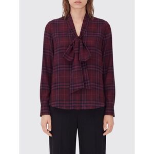 Burberry Women Burberry Tartan Print Silk Shirt With Pussy-Bow Collar